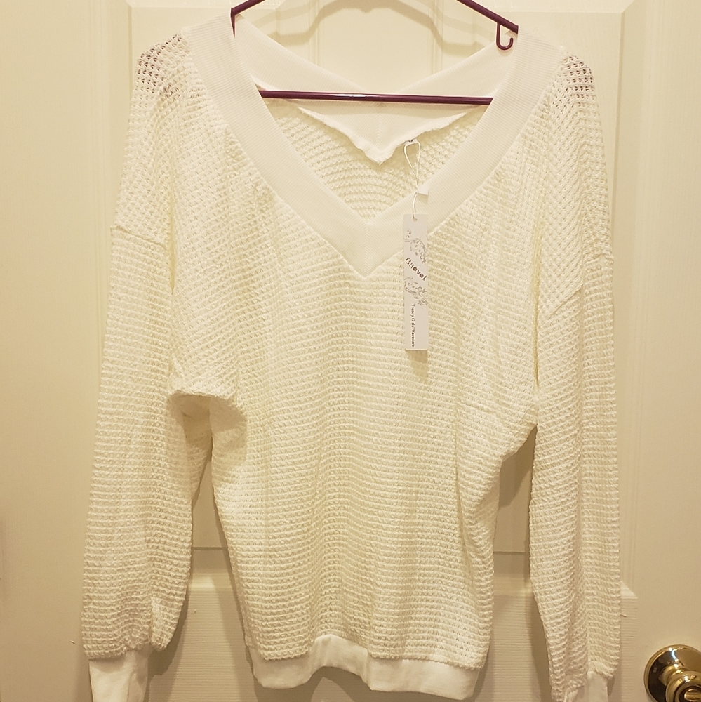 Brand new White waffle sweater